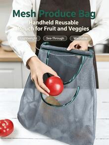 Hanging Breathable Mesh Produce Storage Bags, Reusable Vegetable Fruit Organizer Pouch, Onion Garlic Potato Hanging Net Bag, Space Saving Kitchen Wall Hanging Food Storage Sack - Multicolor - View 2