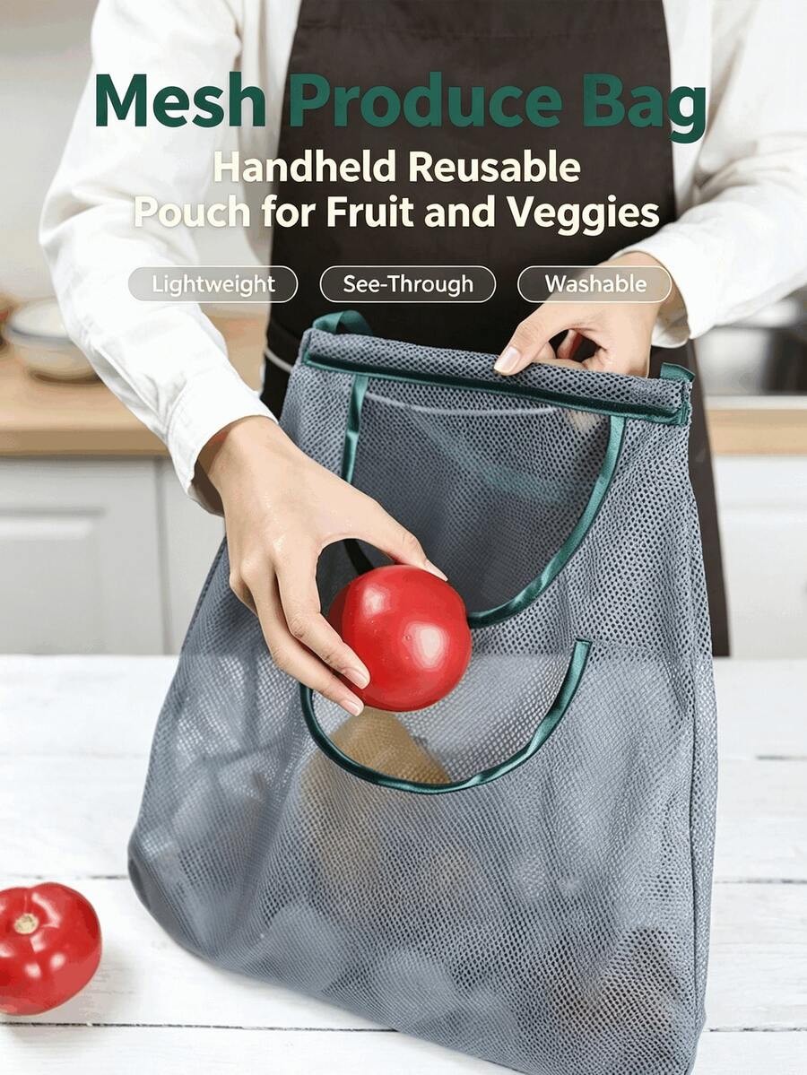 Hanging Breathable Mesh Produce Storage Bags, Reusable Vegetable Fruit Organizer Pouch, Onion Garlic Potato Hanging Net Bag, Space Saving Kitchen Wall Hanging Food Storage Sack - Multicolor - View 1