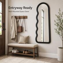 Arch Wavy‑Edge Full‑Body Mirror, 160*60cm,Random Color, Freestanding & Wall‑Mounted Dressing Mirror, Large Standing Makeup Mirror For Bedroom Living Room Home Decor - A - View 9