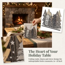 1/5pcs Rustic Wooden Christmas Tree Napkin Holder, Multi Pine Tree Tissue Storage Rack, Christmas Table Decor, Home Decor And Accessories, Winter Holiday Dining Table Desktop Ornament - Multicolor - View 6