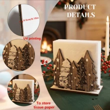 1/5pcs Rustic Wooden Christmas Tree Napkin Holder, Multi Pine Tree Tissue Storage Rack, Christmas Table Decor, Home Decor And Accessories, Winter Holiday Dining Table Desktop Ornament - Multicolor - View 10