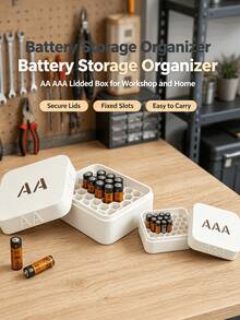Honeycomb-Shaped Battery Storage Box With Lid, Portable Battery Organizer, Space-Saving Home And Office Drawer Battery Storage Rack, Dry Battery Neat Classification Storage Box - Multicolor - View 1