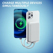 Slim Light Blue Magnetic Portable Power Bank With 5000mAh Capacity, Wireless Phone Charger For Daily Carry, Supports 22.5W Fast Wired Charging Alongside 15W Wireless Charging, With High-Capacity Backup Power, Hassle-Free  Use And A Slim Profile, Made For Back To School, Student Life, Lesson Days, Sports Training, Bus Rides, Student Routines And Weekend Activities - 1PC - View 8