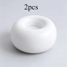 2pcs White Ceramic Candle Holders - Minimalist Creative Home Decor, Suitable For Dining Table And Desk, Perfect Decorative Choice (Candles Not Included) - Multicolor - View 10