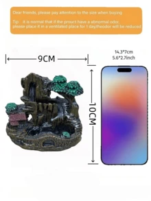 1pc Mountain Village Waterfall Backflow Incense Burner Resin Retro Natural Scenery Sculpture For Coffee Table Desk Entryway Study Room Zen Atmosphere Relaxation Modern Home Decoration - Landscape - View 9