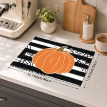 1pc Pumpkin Pattern Diatomaceous Earth Kitchen Drain Mat, Absorbent Dish Drying Mat, Coffee Machine Mat, Dishwashing Mat, Sink Mat, Kitchen Countertop Protector, Suitable For Cups, Plates, Tableware And Kitchen Decor - Multicolor - View 15