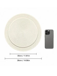 12/15 Inch Round PP Woven Placemats, 4.72 Inch Coasters, Multiple Colors Available, Plastic Material, Washable, Heat-Insulating Placemats, Coasters, Vase Pads, Table Decor, Suitable For Wedding, Holiday Party, Restaurant, Kitchen, Christmas And New Year Party Decoration - Ivory White - View 9