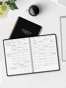 Trees 1pc Undated Daily To-Do List Planner Notebook, Suitable For School Supplies, Back To School Season - Black - View 3