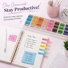 10 Colors PET Sticky Tabs, 200 Writable Transparent Index Tabs, Waterproof Removable Page Markers For Books, Study Notes, Planner & Office,Back To School Season - one-size - View 2
