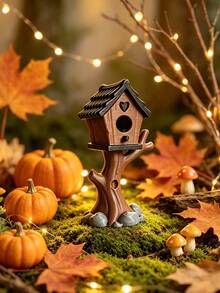 1pc 3D Printed Fairy Mini Garden Decor, Assemblable Mini Birdhouse Model, Cute Fairy Tale Micro Landscape Decoration, DIY Assembly Kit, Suitable For Dollhouse, Patio, Succulent Planter, Indoor And Outdoor Miniature Scene Decor - A - View 3