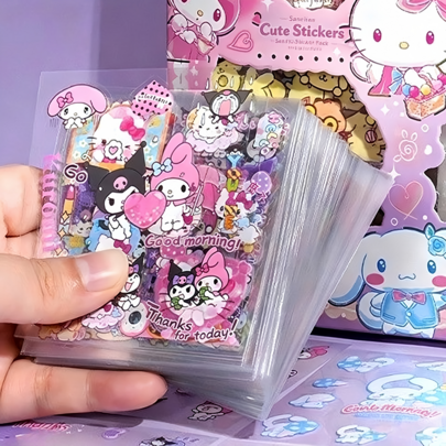 1 مجموعة ملصقات Sanrio Kulomi Meleticha خائفة من الكلاب، صندوق هدايا مخطط، ملصقات كرتونية لطيفة للبنات والأطفال، ملصقات PET مقاومة للماء، ملصقات كرتونية لطيفة DIY للمخطط، ملصقات غطاء الهاتف، ملصقات خزانة المكتب، ملصقات مقاومة للماء، DIY إبداعي، ملصقات زجاجة المياه، ملصقات الأمتعة، هدايا العطلات، هدايا العطلات، موظفو المكتب، موسم العودة إلى المدرسة