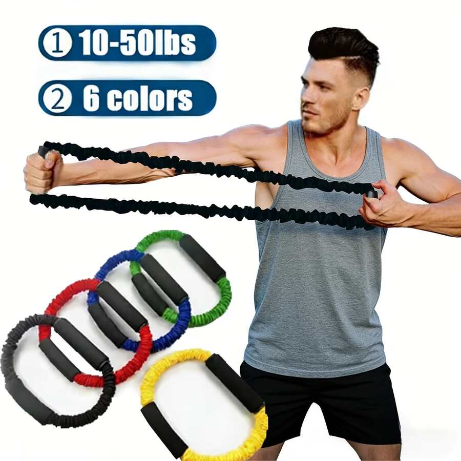 Archery Bow Strength Trainer, Provides 4.54/6.8/9.07/13.61/18.14/22.68 KG Resistance Bands For Arm Workout - With Elastic Bands For Resistance Training, Portable Device For Strength Practice At Home, Gym Or Outdoors - Multicolor - View 1