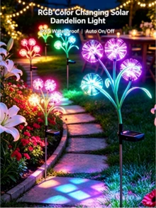 1件裝太陽能蒲公英LED花園插地燈,暖白/冷白/RGB變色,IPX5防水太陽能景觀燈,光感自動開關,戶外庭院草坪露台小徑節日裝飾燈 - 太陽能蒲公英燈 - 查看 2