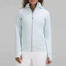 Lululemon Women's Scuba Full-Zip Hoodie Classic Hooded Jacket Fit Track Jacket Full Zip Outerwear Breathable Warm Athletic Sweatshirt With Thumbholes - 粉紅藍色 - 查看 3