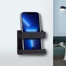 2/1pc Wall-Mounted Remote Control Storage Box, Phone Charging Stand, Closed Storage Rack, No-Drill Remote Control Socket Organizer, Remote Control Holder, Phone Stand, Suitable For Bedroom, Bathroom, Living Room, Kitchen, Office (1/2pcs) Optional - Multicolor - View 5