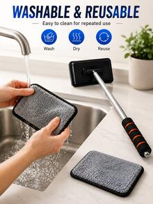 1/3/4pcs Telescopic Car Windshield Cleaning Tool Set, With Metal Rod And Detachable, Washable, Reusable Microfiber Cleaning Pads, Extendable Long Handle Car Glass Cleaning Brush, Suitable For Removing Fog, Dust And Stains On Car Windows, Ideal For Daily Car Maintenance And Seasonal Deep Cleaning - Multicolor - View 10