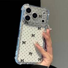 Minimalist Pink Polka Dot And Bow Cross Design Anti-Drop Phone Case, Summer Essential Suitable For Daily Use, Compatible With Apple 17 17 Pro 17 Pro Max - Multicolor - View 4