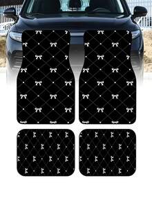 4pcs Pink Bow Car Floor Mats Set - Durable Polyester Material, Easy To Clean, Front & Rear Seat Protection, All-Weather Use, Fit For Trucks, Sedans And SUVs, Perfect Gift - A - View 11