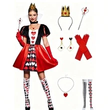 Set Kostum Halloween Wanita 8 Potong, Motif Hati dari Linen - MultiWarna - View 9