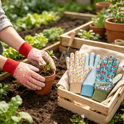 Guanti da giardinaggio protettivi a stampa floreale, confezione da 4 paia; guanti da lavoro resistenti alle forature e durevoli, un grazioso regalo a tema giardinaggio