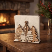 1/5pcs Rustic Wooden Christmas Tree Napkin Holder, Multi Pine Tree Tissue Storage Rack, Christmas Table Decor, Home Decor And Accessories, Winter Holiday Dining Table Desktop Ornament - Multicolor - View 8