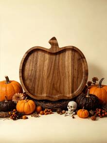 1/2pcs Halloween Acacia Wood Tray, Delicate Wood Grain, Unique And Stylish Design, Can Hold Candy, Cookies, Nuts, Cold Platters, Cheese Platters, Suitable For Afternoon Tea, Dinner, Halloween Use, Daily Use, Gift For Friends And Family, Adding Sweet Atmosphere To The Holiday - View 2