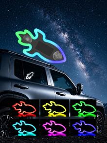 XF.Meraki Solar Powered RGB LED Car Window Neon Light, Bat Cloud Rocket Shape, With Motion Sensor And Suction Cup, 7 Light Modes, 300mAh Romantic Car Interior Decoration, Suitable For Sun Visor, Rear Window And Side Window, Couple Gift - A - View 16