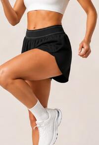 Comfortable Loose Shorts With Sporty Waistband And Soft Curved Hem - 藏蓝色 - 查看 5