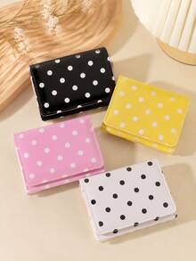 Polka Dot Mini Wallet, Korean Style Minimalist Niche Brand Multi-Function Tri-Fold Wallet, Super Cute Short Women's Wallet, Polka Dot Mini Tri-Fold INS Style Campus Style Wallet Card Holder, Lightweight Portable Multi-Slot PU Wallet, Gift For Her - Multicolor - View 1