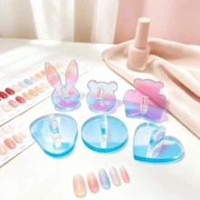 1pc Iridescent Love & Rabbit Nail Tips Stand Holder For Press On Nails Round Display Reusable Nail Art Clay Practice Display Holder Asymmetric Acrylic Painting False Nail Tip Practice Rack Manicure Tool - Multicolor - View 2