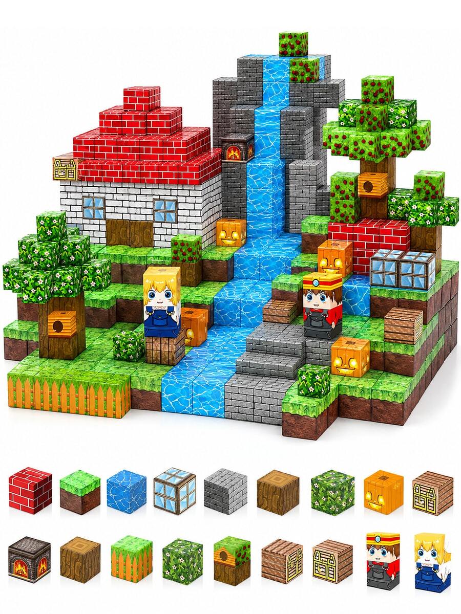 200pcs Magnetic Building Blocks - Children's STEM Sensory Construction Toy Set, 3D Creative Magnetic Building Educational Toy, Suitable For Building And Creating, Explore And Build Your Own Magnetic World, Ideal Gift For Boys And Girls Birthday, Classroom, Holiday (Some Accessories Random Color) - Multicolor - View 1