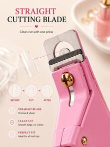 Nail Tip Cutter, Stainless Steel U-Shaped Acrylic Nail Clipper For False Nails, French Nail Art, DIY Manicure And Nail Extension Trimming, Pink Or Black - Pink - View 3