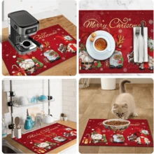 1pc Christmas Style Dish Drying Mat, Coffee Machine Mat, Absorbent Quick-Drying Table Protector, Dining Table Bar Counter Holiday Decor Mat, Practical Christmas Kitchen Supplies, Home Gift, Tabletop Decoration - XYLSD-912 - View 11