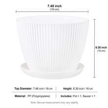 1pc/Set 7.48-5.91 Inch Plastic Flower Pot With Tray, Drainage Hole Planting Pot, Vertical Stripe Design, Lightweight And Space-Saving, Suitable For Desktop, Office, Living Room, Balcony And Home Decor - Multicolor - View 11