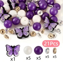 9/15/21/30/45/52Pcs Butterfly Theme Silicone Spacer Beads, Used For Making Jewelry, Perfect For Creating Unique Bracelets And Decorative Pens, Ideal Gift For Valentine's Day - Multicolor - View 23