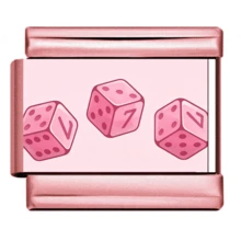 1pc Pink Theme Italian Charm, Stainless Steel Module Link Charm, Y2K Girly Print DIY Bracelet Jewelry Finding - All-pink - View 20