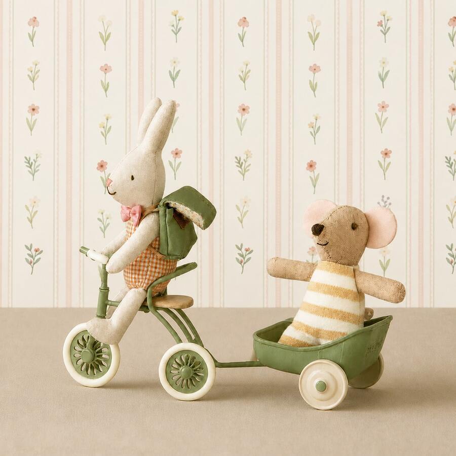INS Nordic Home 2PCS Nordic Style Cute Fairy Tale Fabric Rabbit & Mouse Hand Puppet Set, Soothing Doll, Role Play Doll, Dollhouse Accessory, Birthday Gift, Plush Doll Decoration, Animal Puppet, Christmas Decoration, Halloween Gift