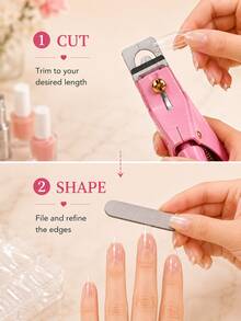Nail Tip Cutter, Stainless Steel U-Shaped Acrylic Nail Clipper For False Nails, French Nail Art, DIY Manicure And Nail Extension Trimming, Pink Or Black - Pink - View 8