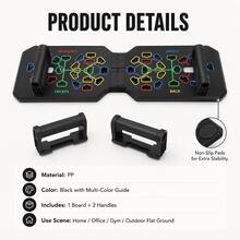 BSKT 44-Hole Color-Coded Guided Push-Up Training Board, Detachable Handle With Adjustable Spacing And Angle, For Adult Beginners And Advanced Bodyweight Training, Upper Body Muscle And Gym Strength Exercises - Multicolor - View 8