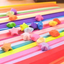 540pcs Assorted Shades Lucky Star Folding Paper Strips, Smooth Origami Craft Paper Ribbons, Multipurpose DIY Hand‑Craft Supplies, Suitable For Hand‑Folded Star Ornaments, Room Decoration, Art Class Handwork And Casual Gift Making - Multicolor - View 6