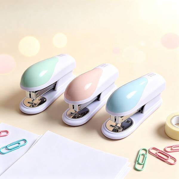 Grapadora de colores macaron, grapadora de escritorio para oficina y hogar con ahorro de esfuerzo, máquina de encuadernación de documentos y exámenes para estudiantes, papelería de oficina minimalista con opción de varios colores