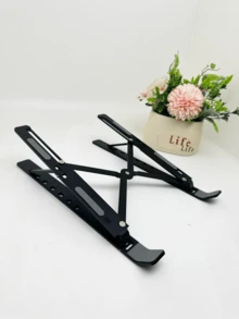 Aluminum Alloy Folding Laptop Stand, Heat Dissipation Riser, Height Booster, Portable Desktop Stand, Tablet/Phone Stand, Fit For 18-Inch Laptop - Black - View 7