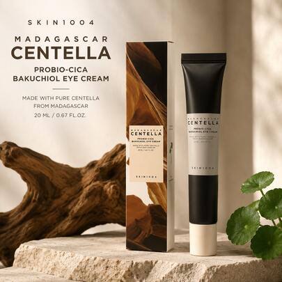SKIN1004 Madagascar Centella Probio-Cica Bakuchiol Eye Cream 20ml, Korean Skincare Firming Eye Cream With Centella & Bakuchiol, Hydrating Under Eye Treatment For Fine Lines, Smooth Radiant Skin