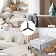 4pcs Adjustable Elastic Bed Sheet Straps, Bed Sheet Fasteners, Bed Sheet Curtain Sofa Cushion Triangular Metal Clips, Adjustable Bed Sheet Fasteners - Non-Slip, Easy To Clean Nylon Fasteners For Securing Bedding And Sofa Cushions, Black - Multicolor - View 6