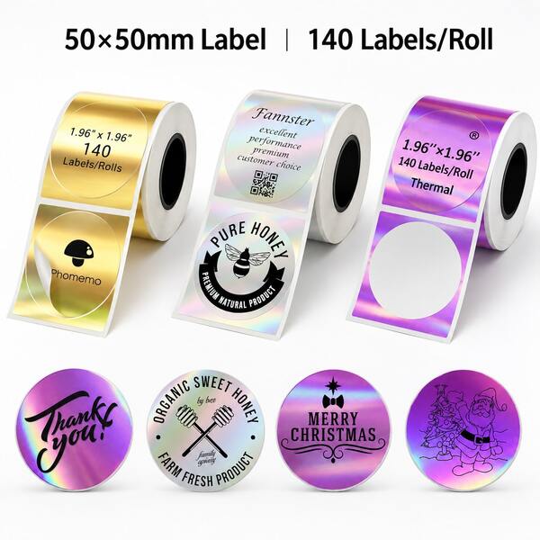 2 Rollen Thermodrucker Etiketten Aufkleber, Gold/Lila/Silber Holografische Aufkleber, 40X30Mm, 230Stück/Rolle, Geeignet für Barcodes/Logos/Geschenkanhänger/Grußkarten Etiketten/Lagerraum Etiketten, Kompatibel mit SK20