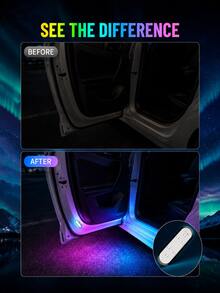 XF.Meraki 2PCS Lampu Selamat Datang LED Pintu Mobil Isi Ulang USB 7 Warna, 400mah, Lampu Peringatan Ambang Pintu Nirkabel Magnetik, Lampu Baca Interior dengan Sensor Sentuh, Dekorasi Mobil Universal - A - View 6