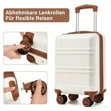 15‑Zoll Kabinenkoffer 40x30x20 cm unter‑Sitz‑Gepäck, ABS/PC‑Hartschale, 4 abnehmbare 360°‑Lenkrollen, 3‑stelliges Schloss, leichter Trolley für Fest‑, Solo‑, Stadt‑und Geschäftsreisen, unisex - Beige + Braun - Übersicht 1