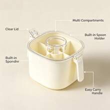 1pc Multi‑Grid Seasoning Storage Box With Flip Transparent Lid, Divided Compartments With Built‑In Spoons, Countertop Spice Condiment Container, Kitchen Household Organizer For Salt Sugar Pepper - Multicolor - View 6