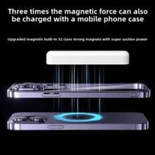 Slim Light Blue Magnetic Portable Power Bank With 5000mAh Capacity, Wireless Phone Charger For Daily Carry, Supports 22.5W Fast Wired Charging Alongside 15W Wireless Charging, With High-Capacity Backup Power, Hassle-Free  Use And A Slim Profile, Made For Back To School, Student Life, Lesson Days, Sports Training, Bus Rides, Student Routines And Weekend Activities - 1PC - View 6