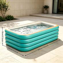 1pc Giant Thick Durable PVC Inflatable Swimming Pool For Adults, 3 Or 4 Layers Optional, Extra Large Foldable Portable Easy Setup Water Play Pool, Suitable For Summer Home Garden, Water Park, Backyard, Outdoor Leisure Use, Blue And Orange - Inflatable Swimming Pool - View 17